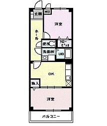 セレッソベージョ 2DKの間取図画像
