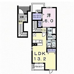 プリムローズ泉宮A 1LDKの間取図画像