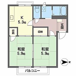 ロゼ 2Kの間取図画像
