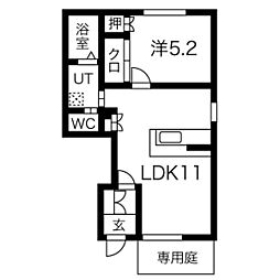 サフランB 1LDKの間取図画像