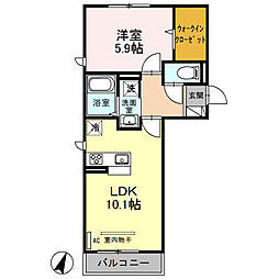 エクシー大宮 1LDKの間取図画像