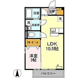 パレンティーアツダ 1LDKの間取図画像