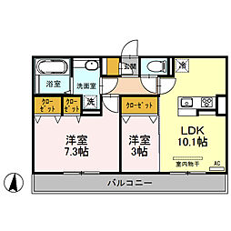 セキュレア須屋H棟 2LDKの間取図画像