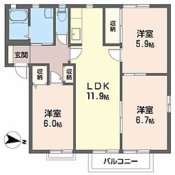 シャルマン宮下 3LDKの間取図画像