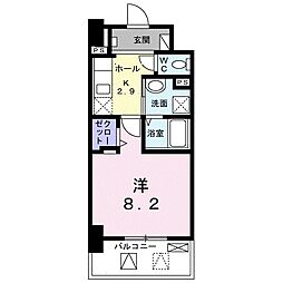 メルベージュ岸 1Kの間取図画像