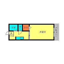 ジョイフル春日西 1Kの間取図画像