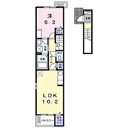 マリオ中村　Ａ 2階1LDKの間取り