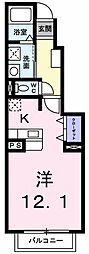 松岡ハイツA 1Kの間取図画像