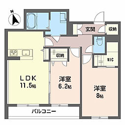 シャーメゾン初月2B 2LDKの間取図画像