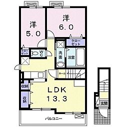 カーサ・セレノC 2LDKの間取図画像