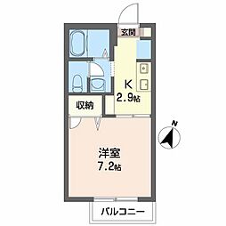 シャーメゾン比島B 1Kの間取図画像