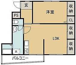 大松ビル 1LDKの間取図画像