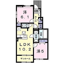 フリーデ榎 2LDKの間取図画像