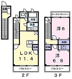 スターライトシティD 2LDKの間取図画像