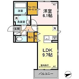 ソレール　ヴィラ II　D棟 1階1LDKの間取り