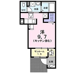 コントレイルB ワンルームの間取図画像