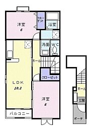 グリンフィールドA 2LDKの間取図画像