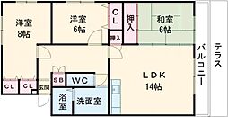 エル・スール湯川3番館 3LDKの間取図画像