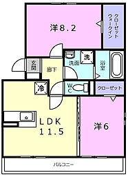 ヴァンサンカン 3階2LDKの間取り