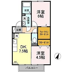 プレミール 2DKの間取図画像