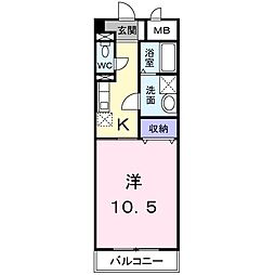 グランディール太田A 1Kの間取図画像
