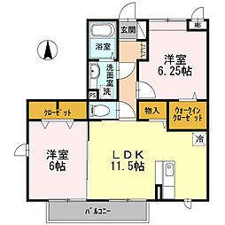 サンハウスB 2LDKの間取図画像