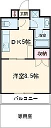 キャッスル水前寺 1DKの間取図画像