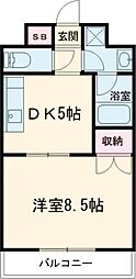 キャッスル水前寺 1DKの間取図画像