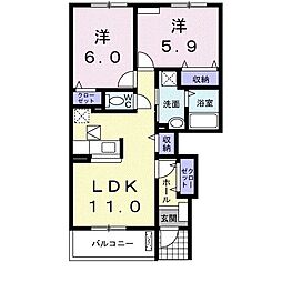 エルフィン五番館 2LDKの間取図画像