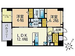 ブレス南福岡駅前 2SLDKの間取図画像