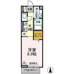 シュトラール 1Kの間取図画像