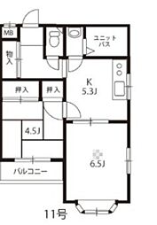スタジオ足利 2Kの間取図画像