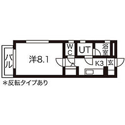 ヴィアーレバンビーニ 1Kの間取図画像