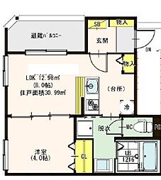 京阪本線 中書島駅 徒歩7分の賃貸アパート 3階1LDKの間取り