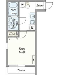 東武伊勢崎線 越谷駅 徒歩10分の賃貸アパート 2階1Kの間取り