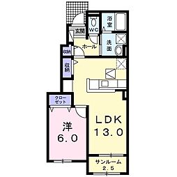 エレガンス2 1LDKの間取図画像