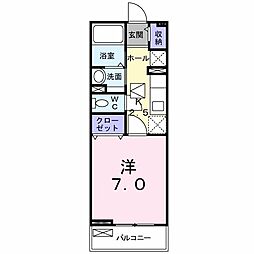 エレガンテ 1Kの間取図画像