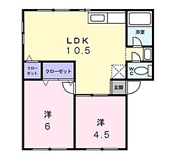 メゾンきんごろーB 2LDKの間取図画像