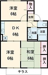 リビアン・K 3DKの間取図画像