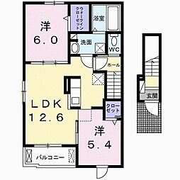 プレッソ橿原IV 2LDKの間取図画像