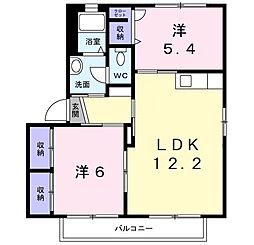グランコート浅野D 2LDKの間取図画像