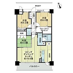 アルファスマート米原北 6階3LDKの間取り
