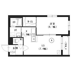 ル・ファール行啓通 2階1LDKの間取り