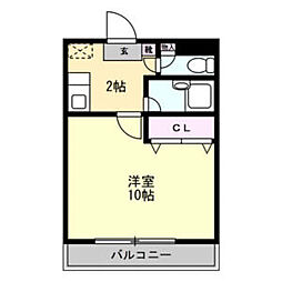 ラピスコート 1Kの間取図画像