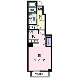エヴァーグリーンB棟 ワンルームの間取図画像