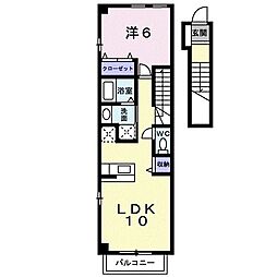 フォレスト小田中B 1LDKの間取図画像