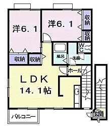 ラフィーネ堀ノ内 2LDKの間取図画像