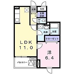 グランドYSP 1LDKの間取図画像
