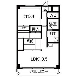 エスポワール本今 2LDKの間取図画像