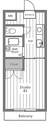 パストラルコート 1Kの間取図画像